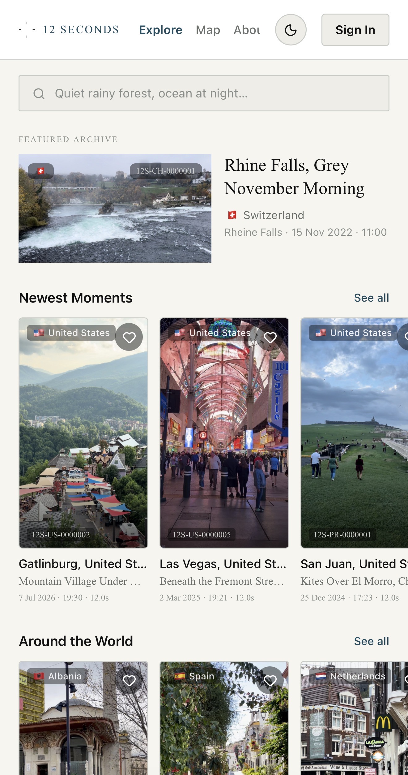 12 Seconds of the World — explore view